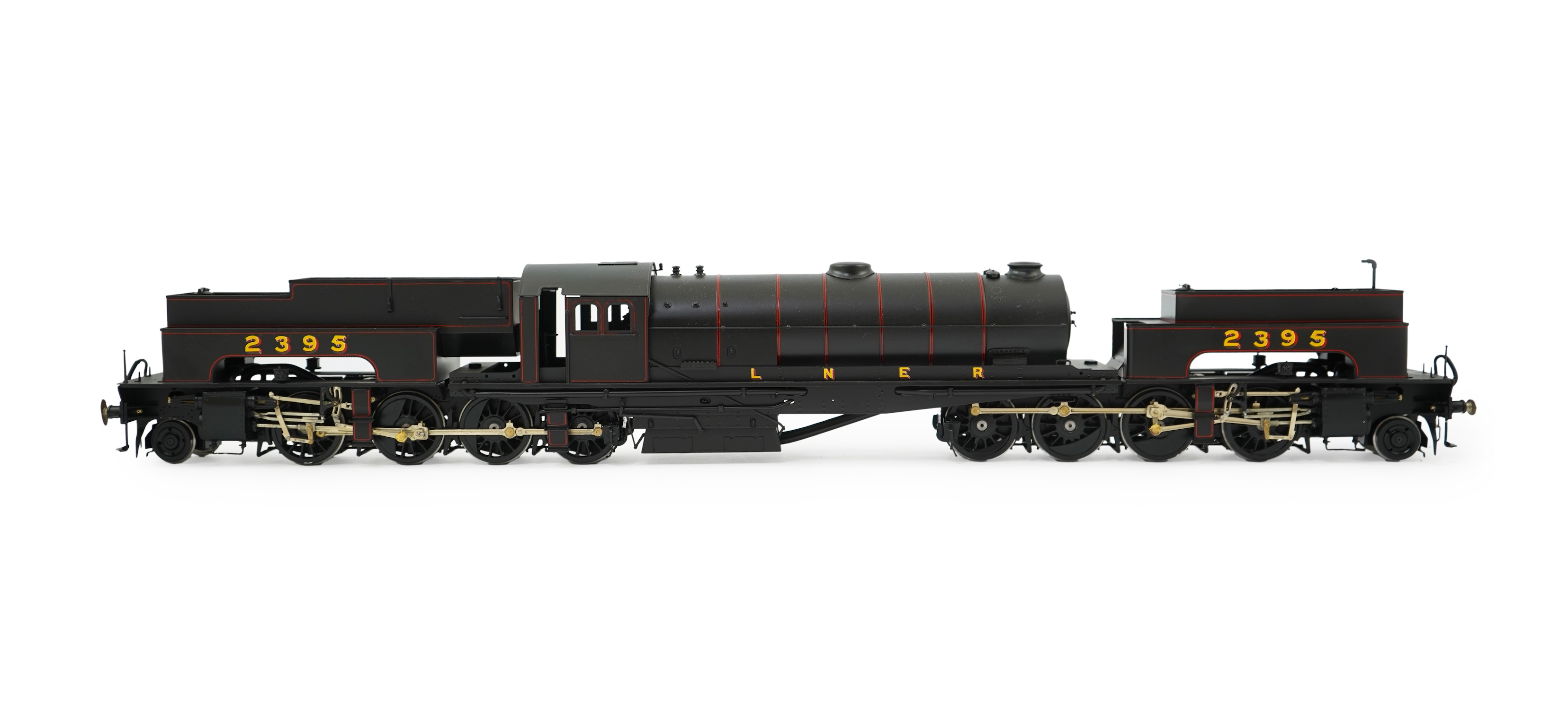 A 0 Gauge Gladiator Kits model of LNER Class U1 2395, Garratt 2-8-0+0-8-2 locomotive, a highly detailed model, constructed painted and lined out to a very high standard and powered for two rail operation.